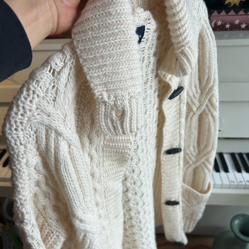 American Eagle Outfitters Cream Cable Knit Cardigan Sweater - Picture 3 of 14